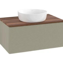 V&b antao servantskap 1 skuff rillet 800x360x500 u/kranhull stengrå/valnøtt