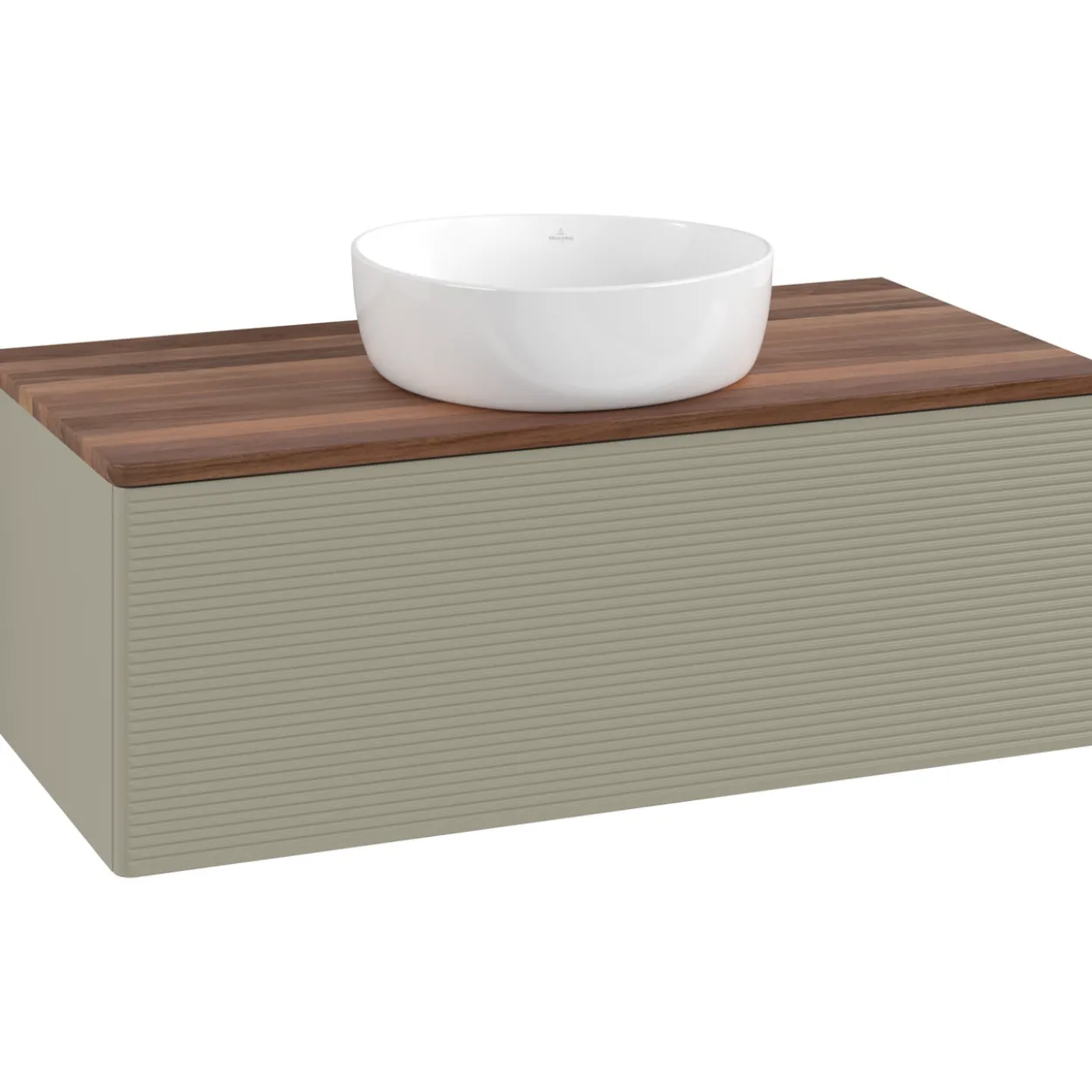 V&b antao servantskap 1 skuff rillet 1000x360x500 u/kranhull stengrå/valnøtt
