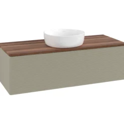 V&b antao servantskap 1 skuff rillet 1200x360x500 u/kranhull stengrå/valnøtt