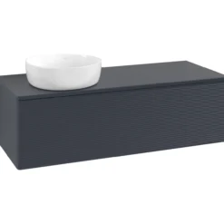 V&b antao servantskap 1 skuff rillet 1200x360x500 venstre m/kranhull blå