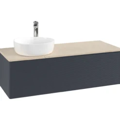 V&b antao servantskap 1 skuff rillet 1200x360x500 venstre m/kranhull blå/créme