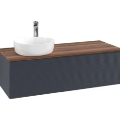 V&b antao servantskap 1 skuff rillet 1200x360x500 venstre m/kranhull blå/valnøtt