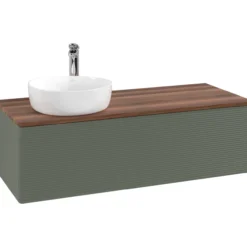 V&b antao servantskap 1 skuff rillet 1200x360x500 venstre m/kranhull grønn/valnøtt