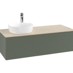 V&b antao servantskap 1 skuff rillet 1200x360x500 venstre m/kranhull grønn/créme