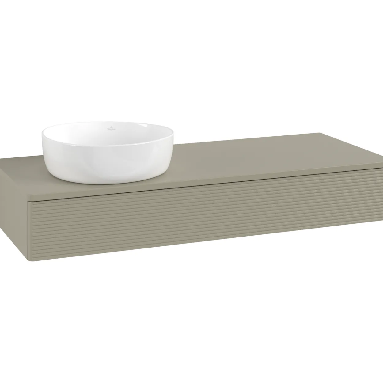 V&b antao servantskap 1 skuff rillet 1200x190x500 venstre m/kranhull m/lys stengrå