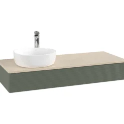 V&b antao servantskap 1 skuff rillet 1200x190x500 venstre m/kranhull m/lys grønn/créme