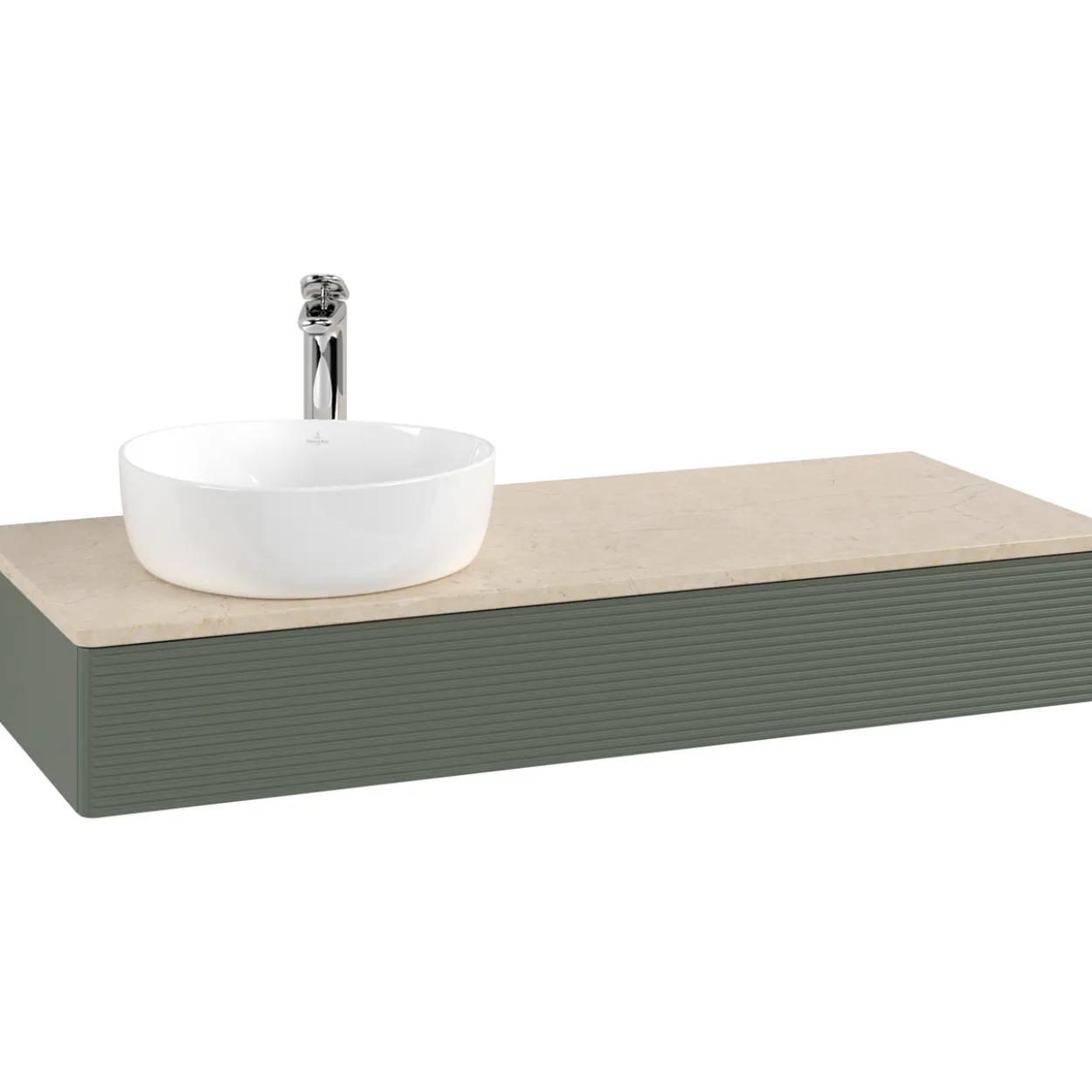 V&b antao servantskap 1 skuff rillet 1200x190x500 venstre m/kranhull m/lys grønn/créme