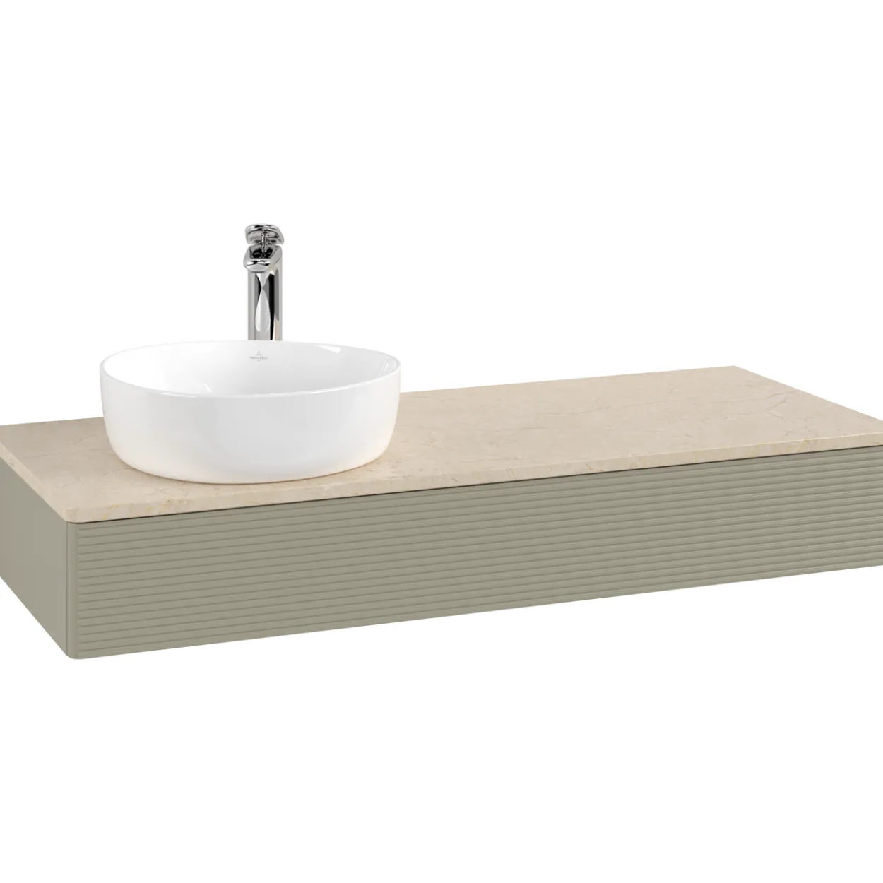 V&b antao servantskap 1 skuff rillet 1200x190x500 venstre m/kranhull stengrå/créme