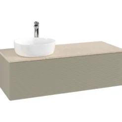 V&b antao servantskap 1 skuff rillet 1200x360x500 venstre m/kranhull stengrå/créme