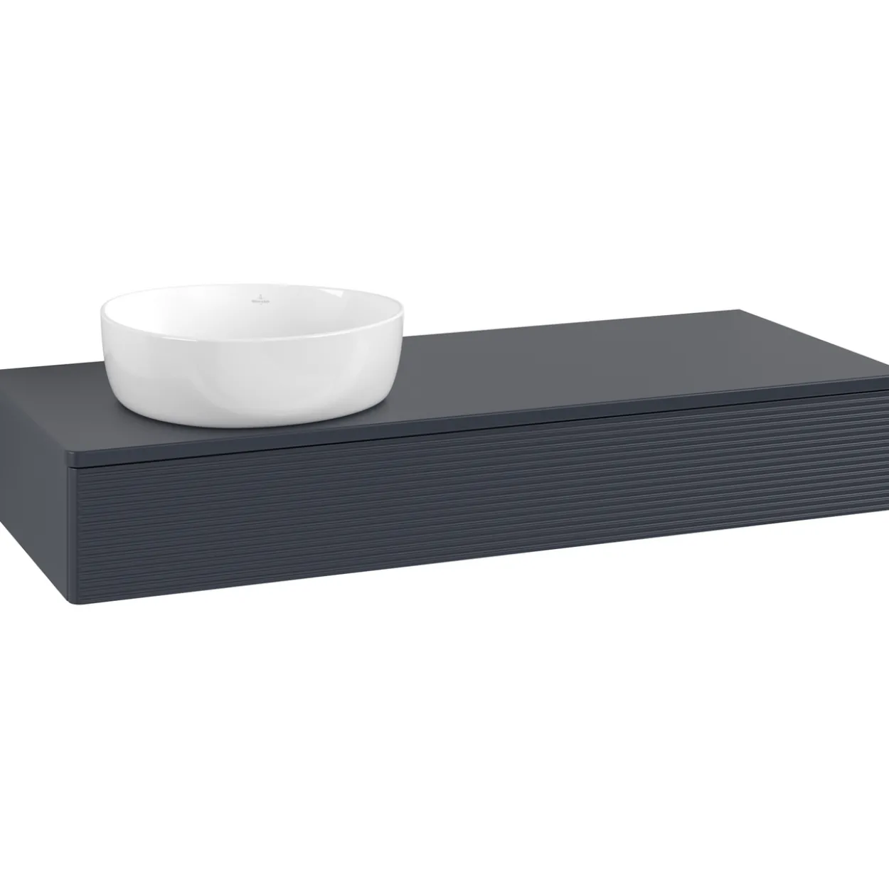 V&b antao servantskap 1 skuff rillet 1200x190x500 venstre u/kranhull blå