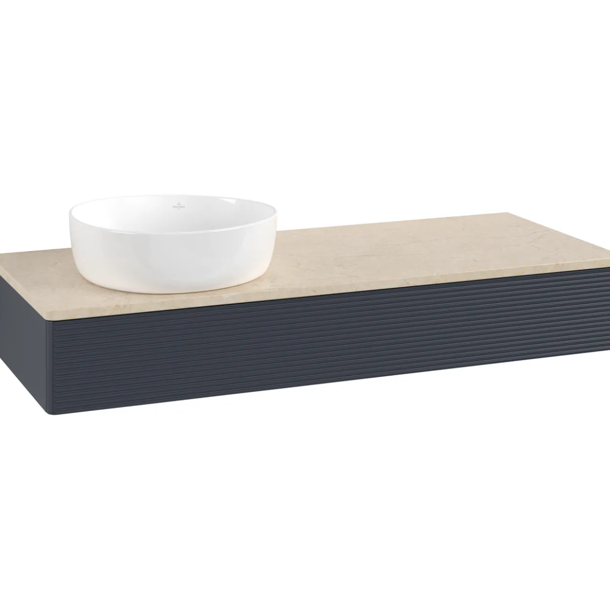 V&b antao servantskap 1 skuff rillet 1200x190x500 venstre u/kranhull blå/créme