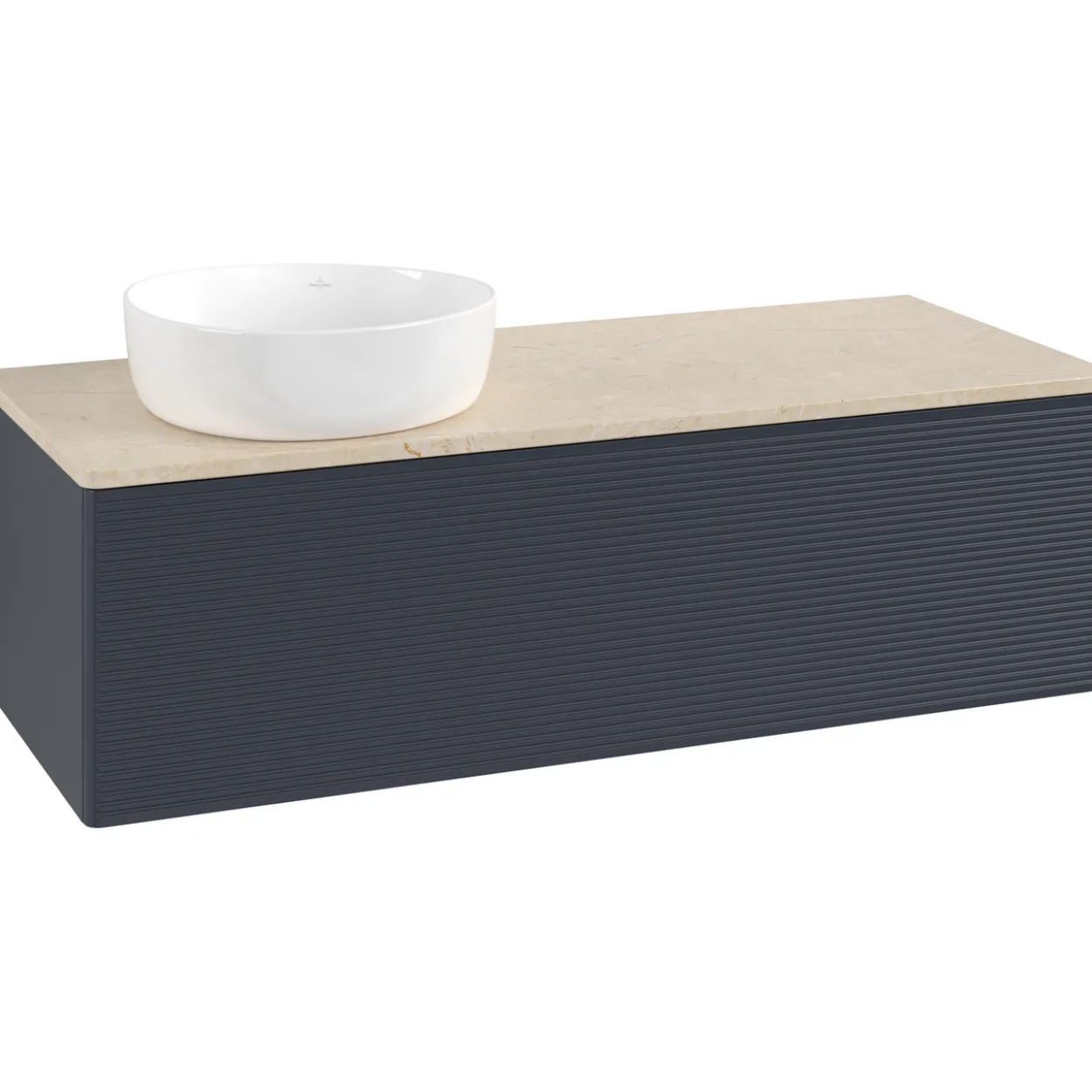 V&b antao servantskap 1 skuff rillet 1200x360x500 venstre u/kranhull blå/créme