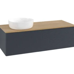 V&b antao servantskap 1 skuff rillet 1200x360x500 venstre u/kranhull blå/eik