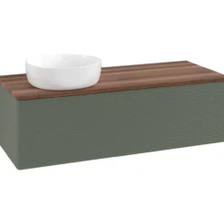 V&b antao servantskap 1 skuff rillet 1200x360x500 venstre u/kranhull grønn/valnøtt