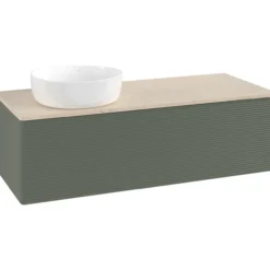 V&b antao servantskap 1 skuff rillet 1200x360x500 venstre u/kranhull grønn/créme