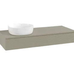 V&b antao servantskap 1 skuff rillet 1200x190x500 venstre u/kranhull m/lys stengrå