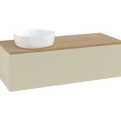 V&b antao servantskap 1 skuff rillet 1200x360x500 venstre u/kranhull silkegrå/eik