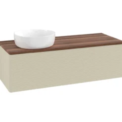 V&b antao servantskap 1 skuff rillet 1200x360x500 venstre u/kranhull silkegrå/valnøtt