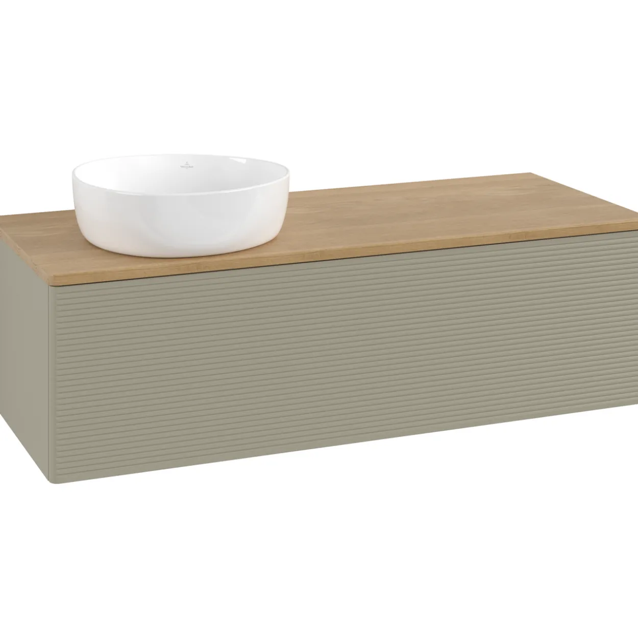 V&b antao servantskap 1 skuff rillet 1200x360x500 venstre u/kranhull stengrå/eik