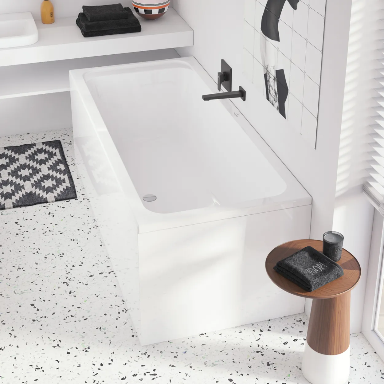 V&b architectura badekar 190x90 for innbygging hvit alpin