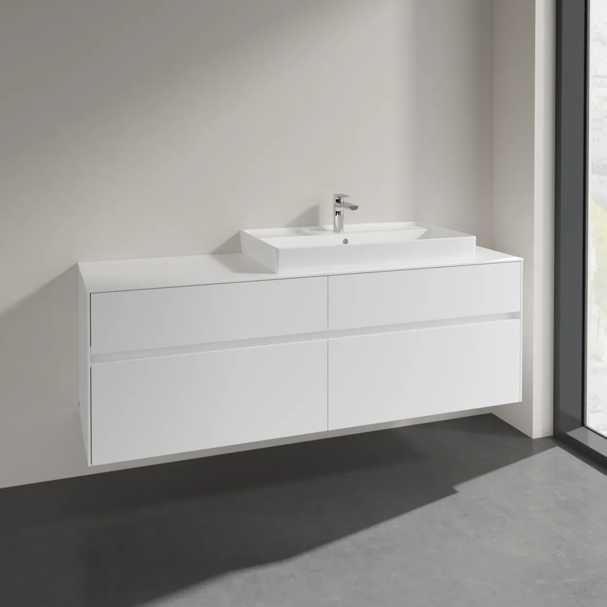 V&b collaro servantskap 160 for servant høyre 80 cm, 4 skuffer hvit matt