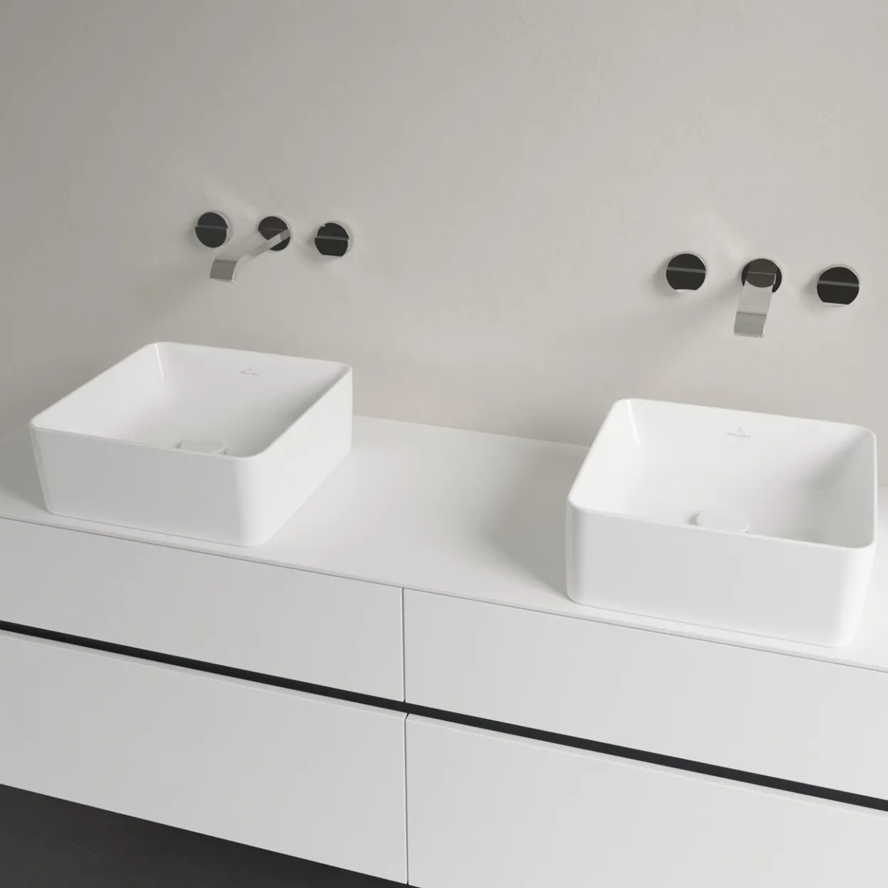 V&b collaro servant 38x38, titanceram hvit alpin u/armaturhull og overløp