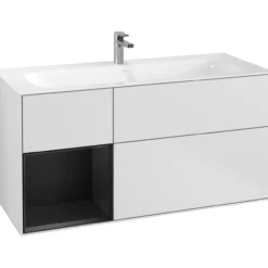 V&b finion servantskap 120 hvit matt lakk emotion-lys, venstrestilt svart matt hylle