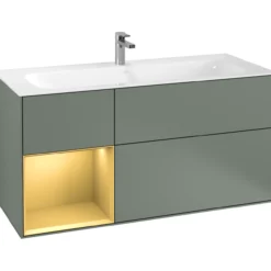 V&b finion servantskap 120 oliven matt lakk emotion-lys, venstrestilt matt gull hylle