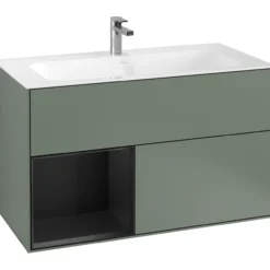 V&b finion servantskap 100 oliven matt lakk emotion-lys, venstrestilt svart matt hylle