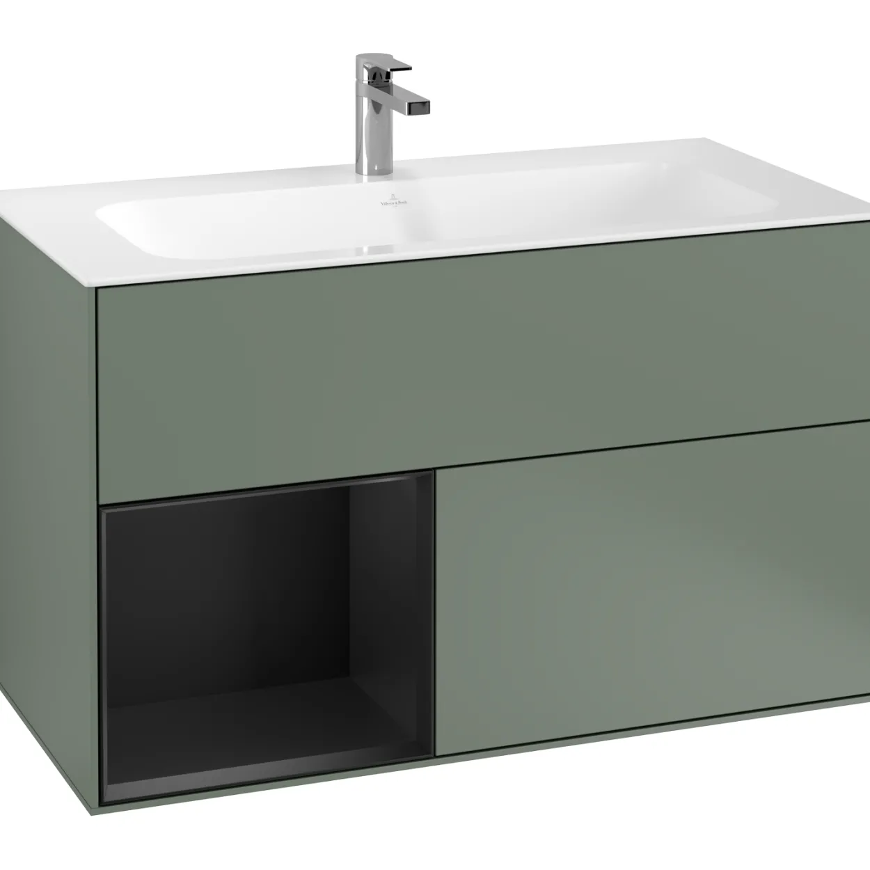V&b finion servantskap 100 oliven matt lakk emotion-lys, venstrestilt svart matt hylle