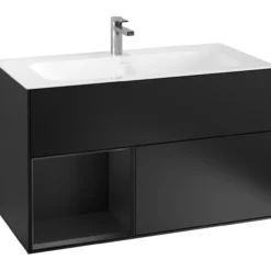 V&b finion servantskap 100 sort matt lakk emotion-lys, venstrestilt sort matt hylle