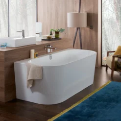 V&b oberon 2.0 back-to-wall badekar 180x80 hvit alpin m/avløpssett i hvit/krom