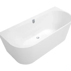 V&b oberon 2.0 back-to-wall badekar 180x80 hvit alpin m/avløpssett i hvit/krom