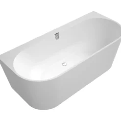 V&b oberon 2.0 back-to-wall badekar 180x80 stone white m/avløpssett i sort/stone white