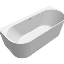 V&b oberon 2.0 back-to-wall badekar 180x80 stone white m/avløpssett i sort/stone white