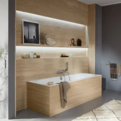 V&b oberon 2.0 badekar 170x75 for innbygging hvit alpin m/avløpssett i hvit/krom