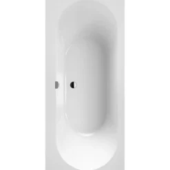 V&b oberon 2.0 badekar 180x80 for innbygging stone white m/avløpssett i sort/stone white
