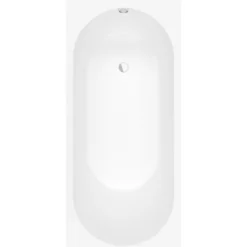 V&b oberon 2.0 solo badekar 180x80 for innbygging hvit alpin m/avløpssett i sort/stone white