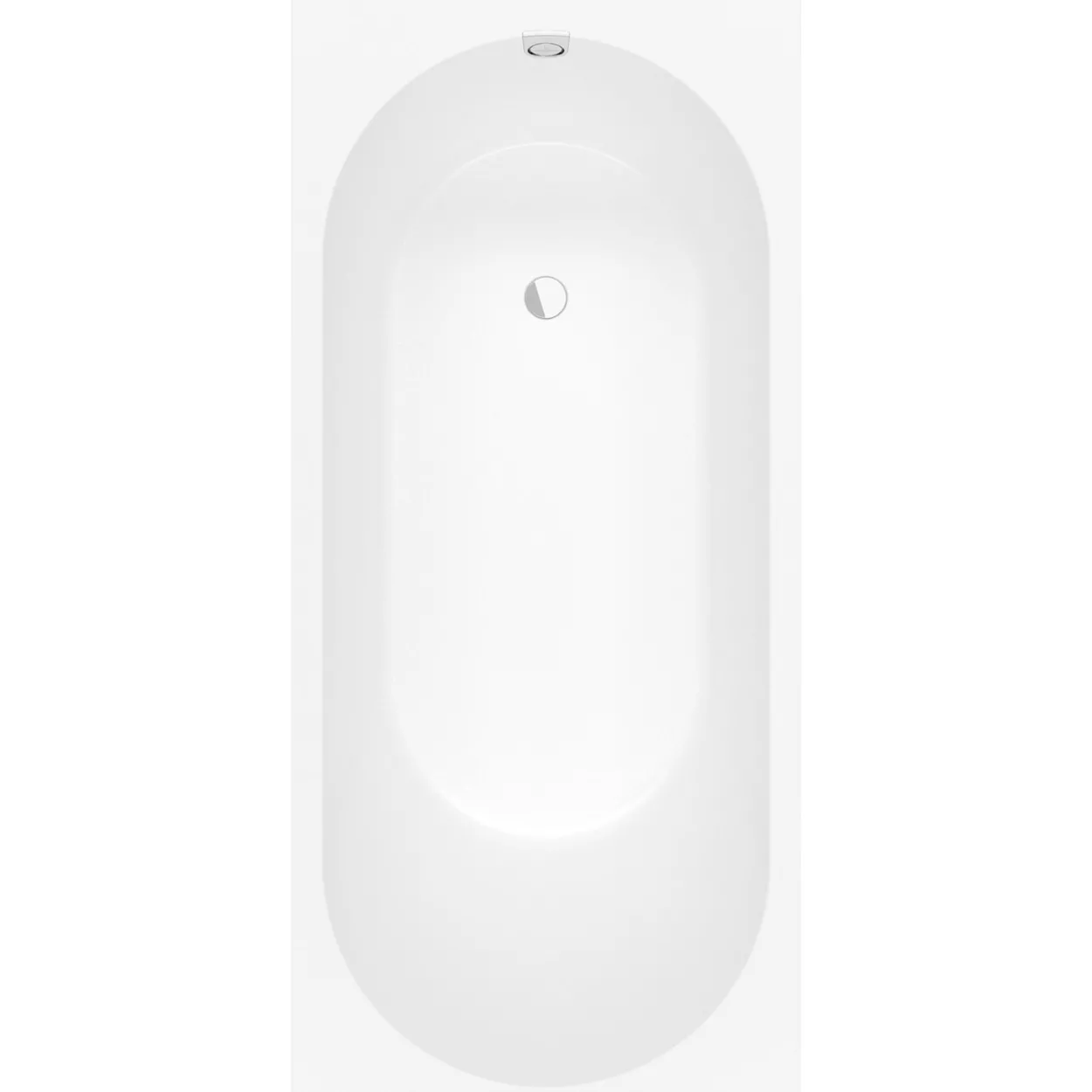 V&b oberon 2.0 solo badekar 180x80 for innbygging hvit alpin m/avløpssett i sort/stone white