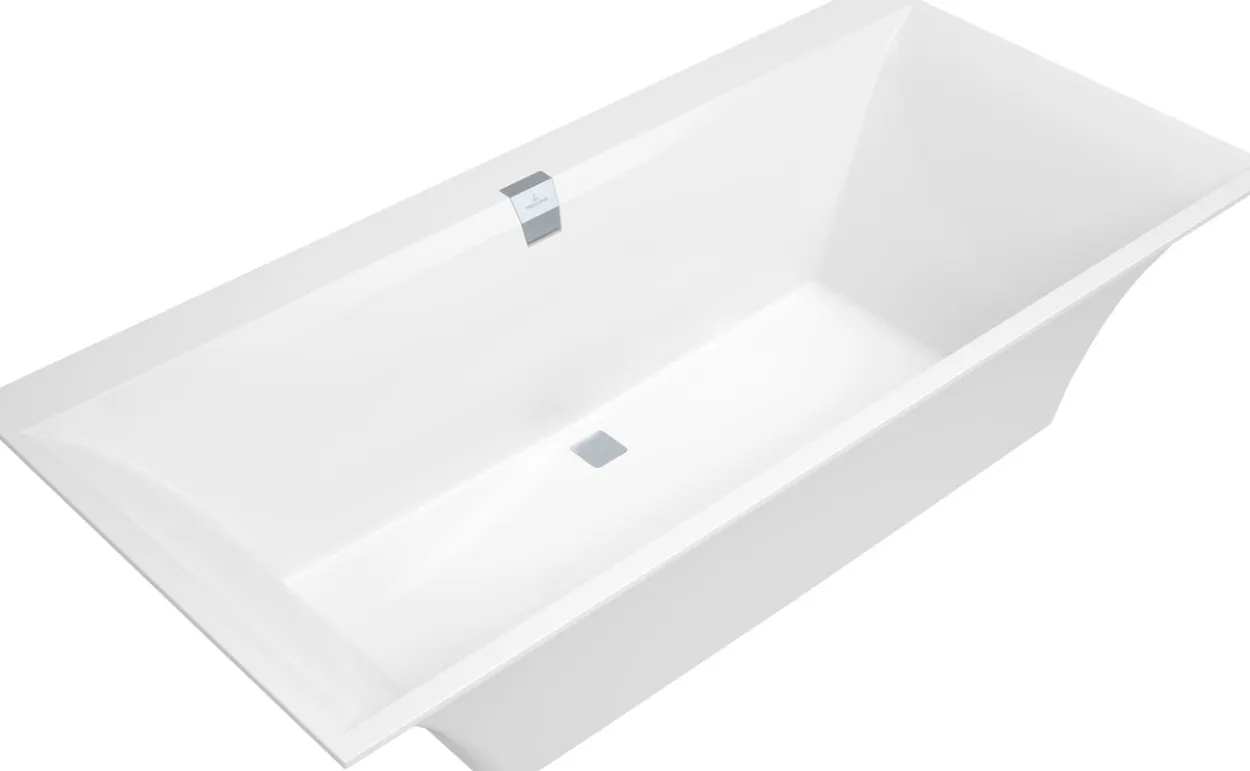 V&b squaro edge 12 badekar 190x90 for innbygging med avløpssett i krom
