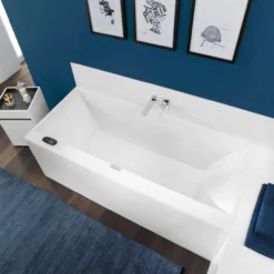 V&b squaro edge 12 badekar 180x80 for innbygging med avløpssett i krom