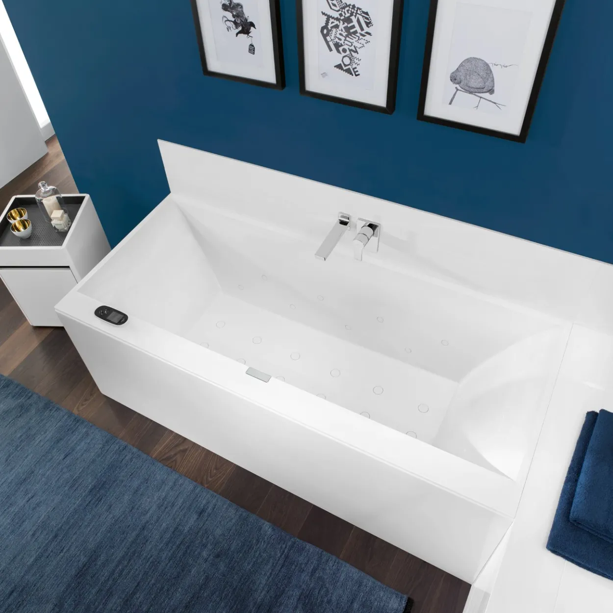 V&b squaro edge 12 badekar 180x80 for innbygging med avløpssett i krom