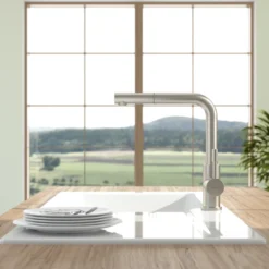 V&b steel shower kjøkkenarmatur rustfritt stål m/utrekkbar tut
