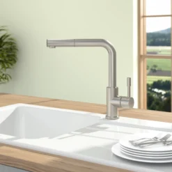 V&b steel shower kjøkkenarmatur rustfritt stål m/utrekkbar tut
