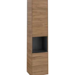 V&b subway 3.0 høyskap 40x171 høyre 2 dører & hylle kansas oak håndtak i volcano black