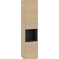V&b subway 3.0 høyskap 40x171 høyre 2 dører & hylle nordic oak håndtak i volcano black