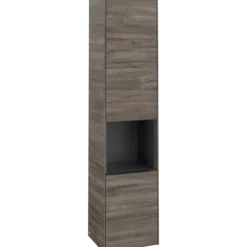 V&b subway 3.0 høyskap 40x171 høyre 2 dører & hylle stone oak håndtak i volcano black