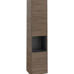 V&b subway 3.0 høyskap 40x171 venstre 2 dører & hylle arizona oak håndtak i volcano black