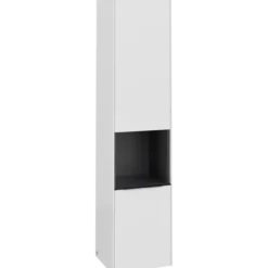 V&b subway 3.0 høyskap 40x171 venstre 2 dører & hylle brilliant white håndtak i volcano black
