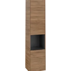 V&b subway 3.0 høyskap 40x171 venstre 2 dører & hylle kansas oak håndtak i volcano black